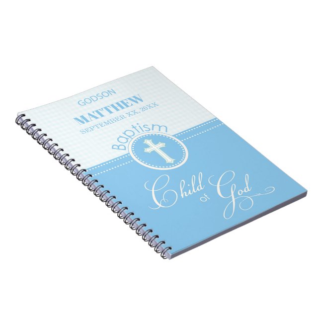 Godson Baptism Blue Child of God Personalized Notebook (Right Side)