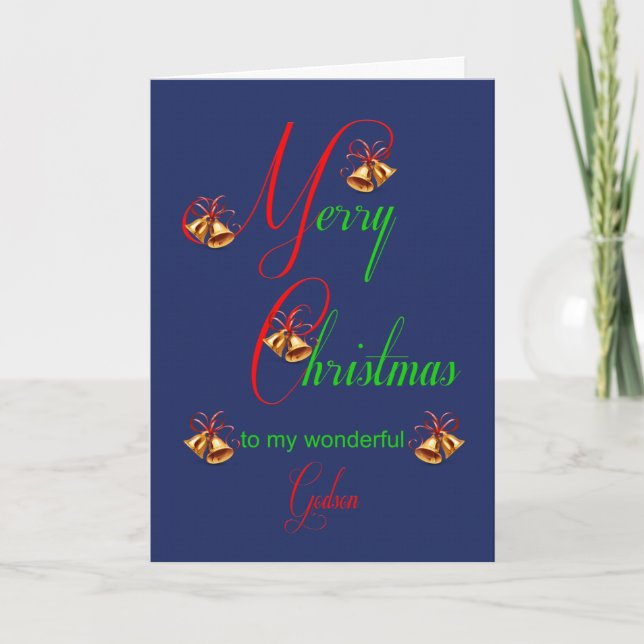 Godson Christmas Bells Holiday Card (Front)