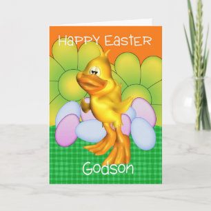 Godson Easter Card With Chick Eggs And Bright Flow