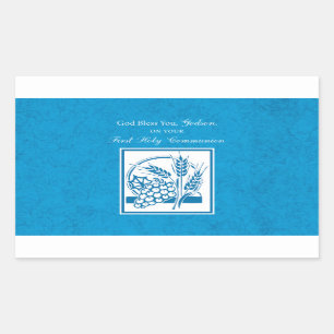 Godson First Communion, Wheat, Grapes Blue Sticker