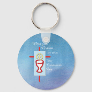 Godson, First Holy Communion, Blue Keychain