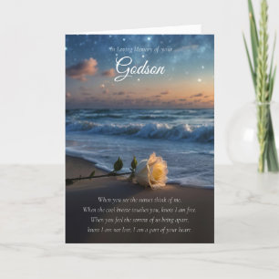 Godson Memorial Sympathy Beach and Rose Spiritual Card