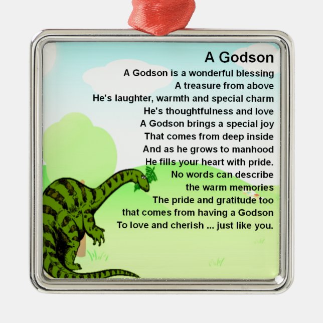 Godson poem - dinosaur design metal ornament (Front)
