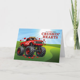 Godson Valentine Monster Truck Crushin' Hearts Holiday Card