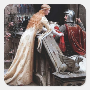 “Godspeed” Medieval Painting by Edmund Blair Leigh Square Sticker