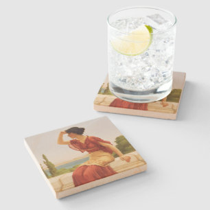 Godward The Signal Beautiful Woman Portrait Art Stone Coaster