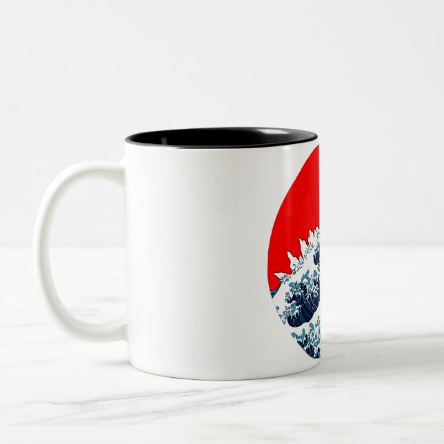 Godzila wave Two-Tone coffee mug (Left)