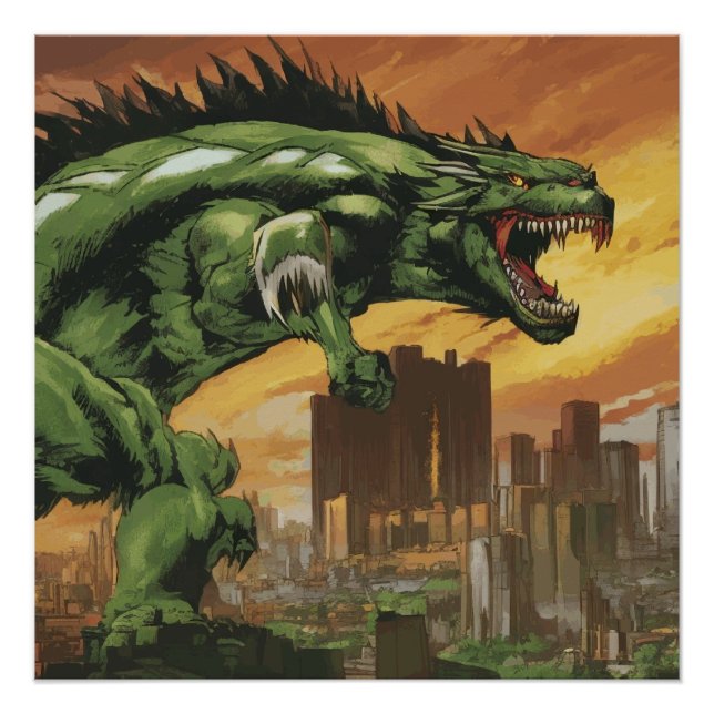 Godzilla like Kaiju Monster Poster (Front)