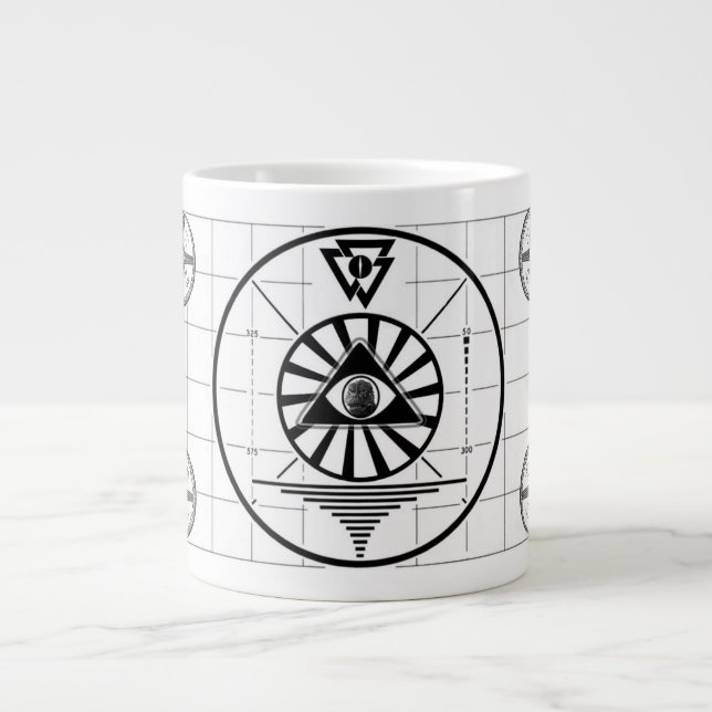 Godzilla TV Test Pattern Large Coffee Mug (Front)
