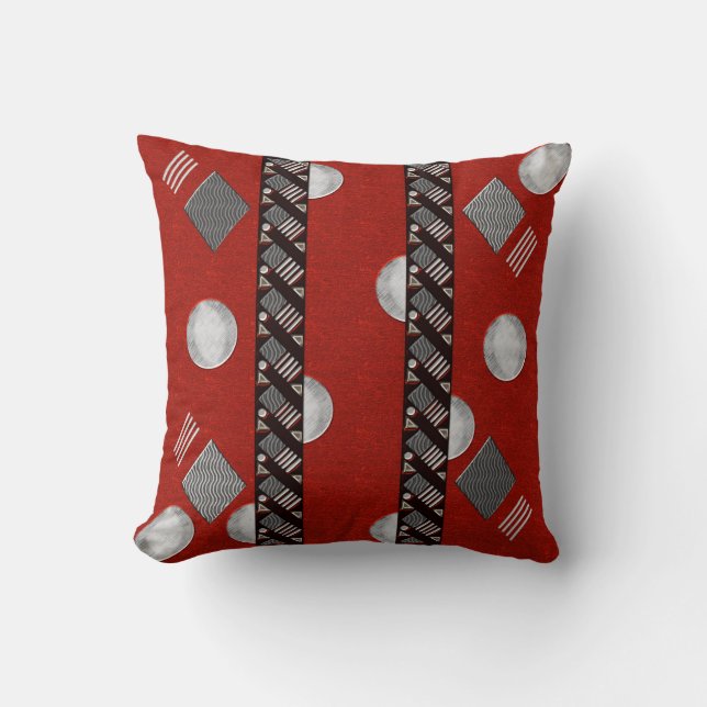 Goes Together (Red, Black and Grey) Throw Pillow (Front)