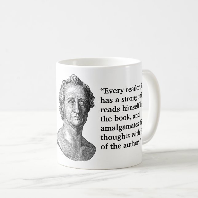 Goethe quote on readers coffee mug (Front Right)