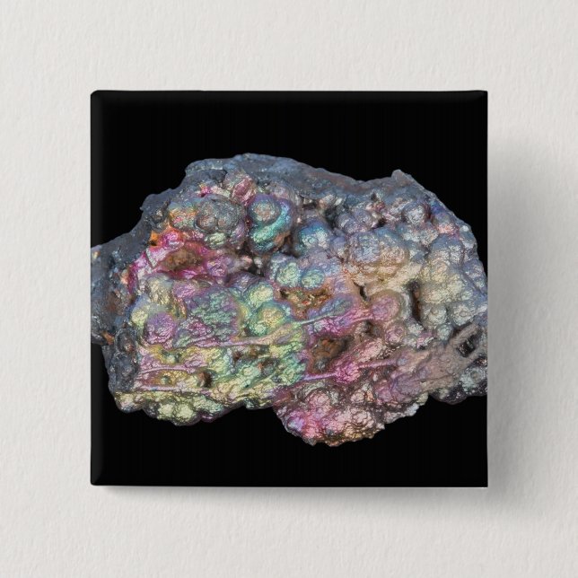 Goethite Showing Iridescence 2 Inch Square Button (Front)