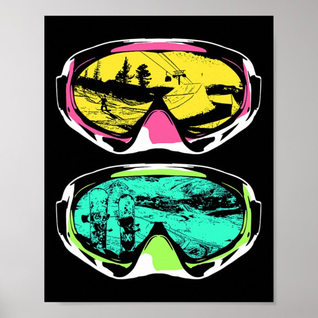 Goggles Snow Mountain Snowboard  Poster (Front)