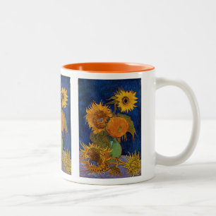 Gogh , 5 Sunflowers Two-Tone Coffee Mug