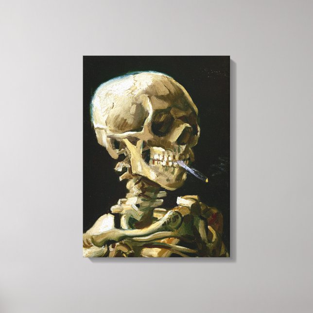Gogh Head of a Skeleton with a Burning Cigarette Canvas Print (Front)
