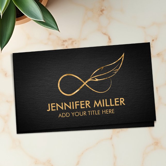 GoIden Infinity Symbol Feather - Line Art Business Business Card (Creator Uploaded)