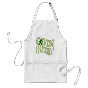 Goin squatchin? text & green camo standard apron