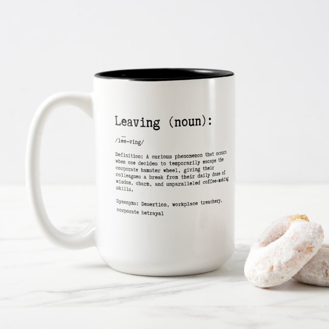 Going Away Gift for Coworker, Funny Leaving Gift Two-Tone Coffee Mug (With Donut)