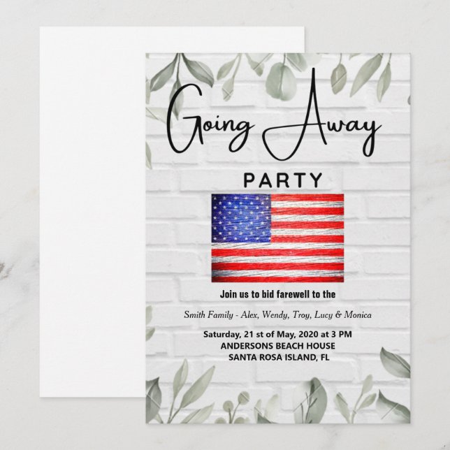 going away party invitations (Front/Back)