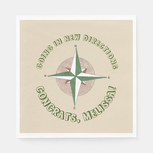 Going Away Retirement Party New Directions Compass Napkin (Front)