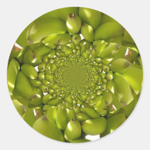  Going Bananas Going Green Kaleidoscope  Pattern  Classic Round Sticker