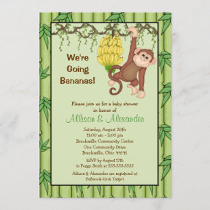 Going Bananas Monkey Jungle Safari Baby Shower Invitation