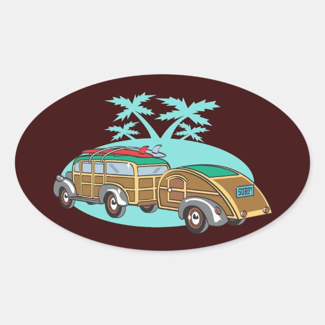 Going CAmping in my Woody Oval Sticker (Front)