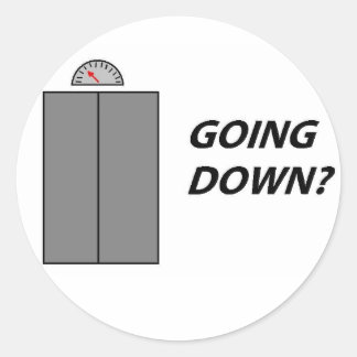 Going Down round button Classic Round Sticker