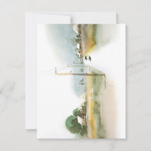 Going Down The Lane In Watercolors Holiday Card