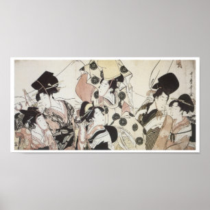 Going Down to the East, Utamaro, 1795 Poster