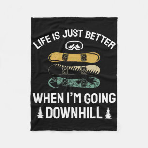Going Downhill Snowboarding Lover Funny Snowboarde Fleece Blanket