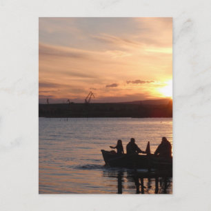 Going Fishing At Sunset Postcard