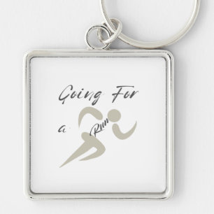 Going For a Run, Minimalist Runner Hobby Gift Keychain