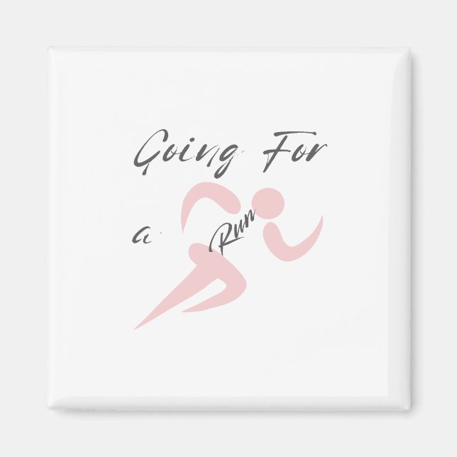 Going For a Run, Minimalist Runner Hobby Gift Magnet (Front)