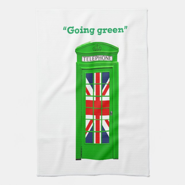 "Going green" London phone box Kitchen Towel (Vertical)