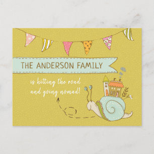 Going Nomad Cute Snail Moving Announcement