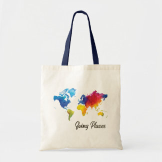 Going Places World Map Tote Bag