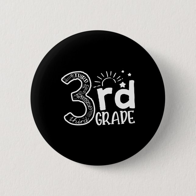Going To 3rd Grade Teacher Squad and Third Grade B 2 Inch Round Button (Front)