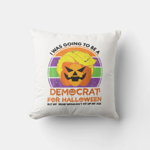 Going To A Democrat For Halloween Funny Trumpkin Throw Pillow