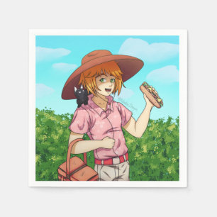 Going to a Picnic with a Cat  Napkin