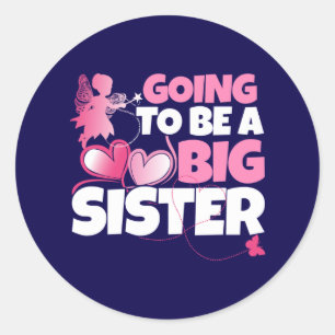 Going to be a Big Sister - Pink Fairy Hearts Classic Round Sticker