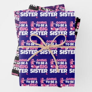 Going to be a Big Sister - Pink Fairy Hearts Wrapping Paper Sheet
