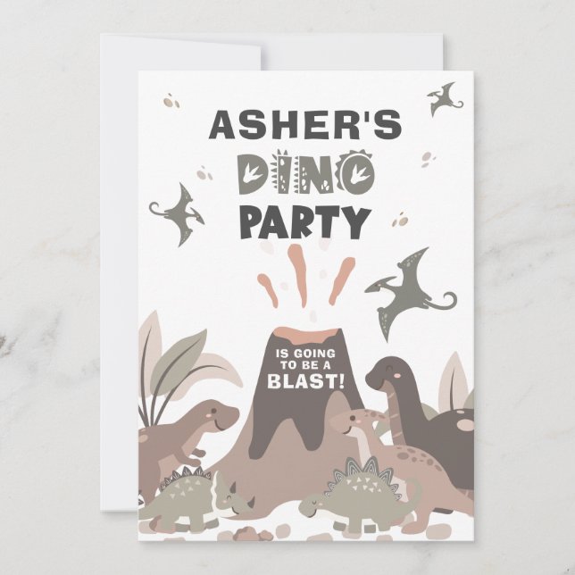 Going to Be A Blast Volcano Dinosaur Birthday Invitation (Front)