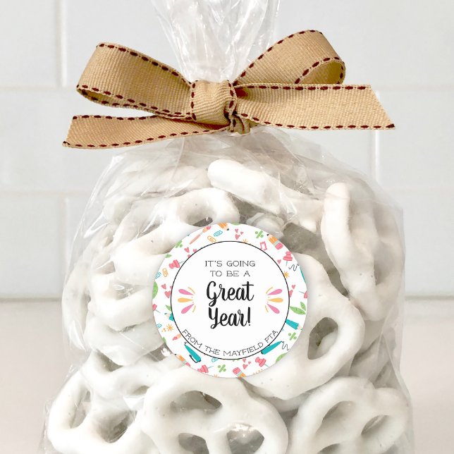 Going to be a Great Year Back to School Classic Round Sticker (A cute editable sticker for back to school treats.)