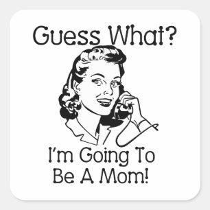 Going To Be a Mom Black Square Sticker