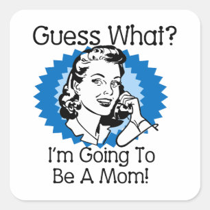 Going To Be a Mom Blue Square Sticker