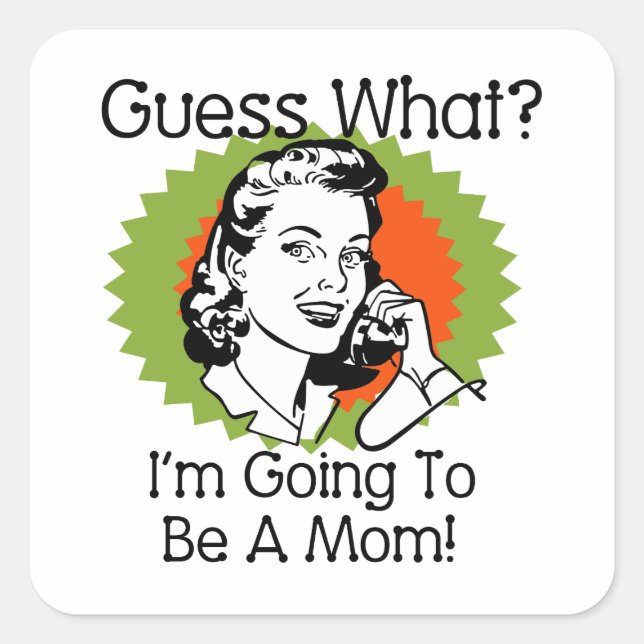 Going To Be a Mom Green Blue Square Sticker (Front)