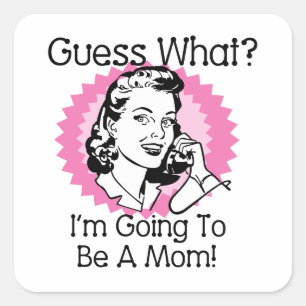Going To Be a Mom Pink Square Sticker