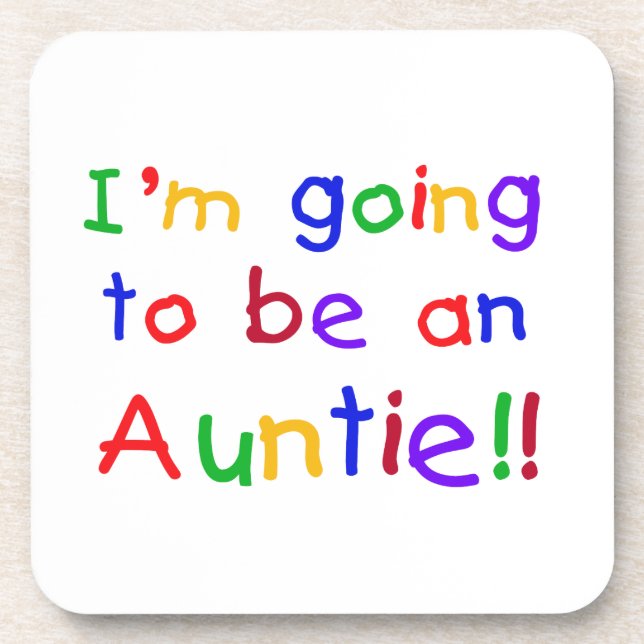 Going To Be An Auntie Primary Colours Gifts Coaster (Front)