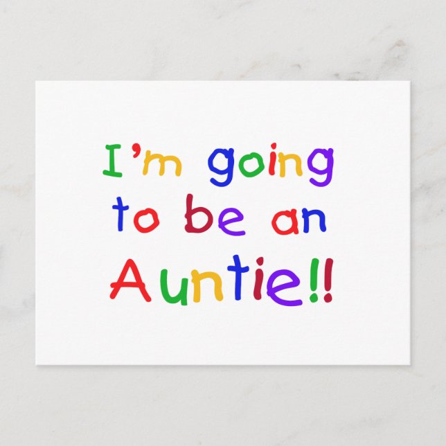 Going to be an Auntie Primary Colours Postcard (Front)